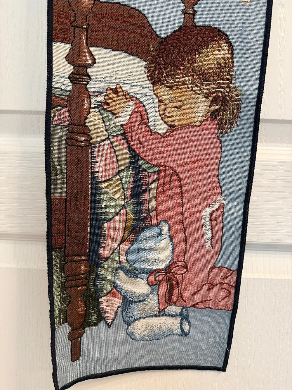 Vintage Now I Lay Me Down To Sleep Blue Nursery Wall Tapestry